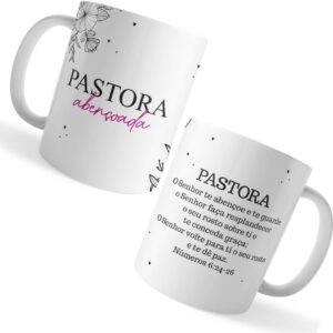 Voar Personalizados, Caneca Pastora Abençoada com Versículo Bíblico - Porcelana