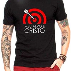 Camiseta Masculina Criativa Urbana Meu Alvo é Cristo Gospel Evangélica Preta