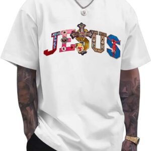 Cayxatiu Camisetas Cristãs para Homens Jesus Faith Cross Shirt God Religious Camisetas Inspiradoras Gráficas Grandes Y2k Tops