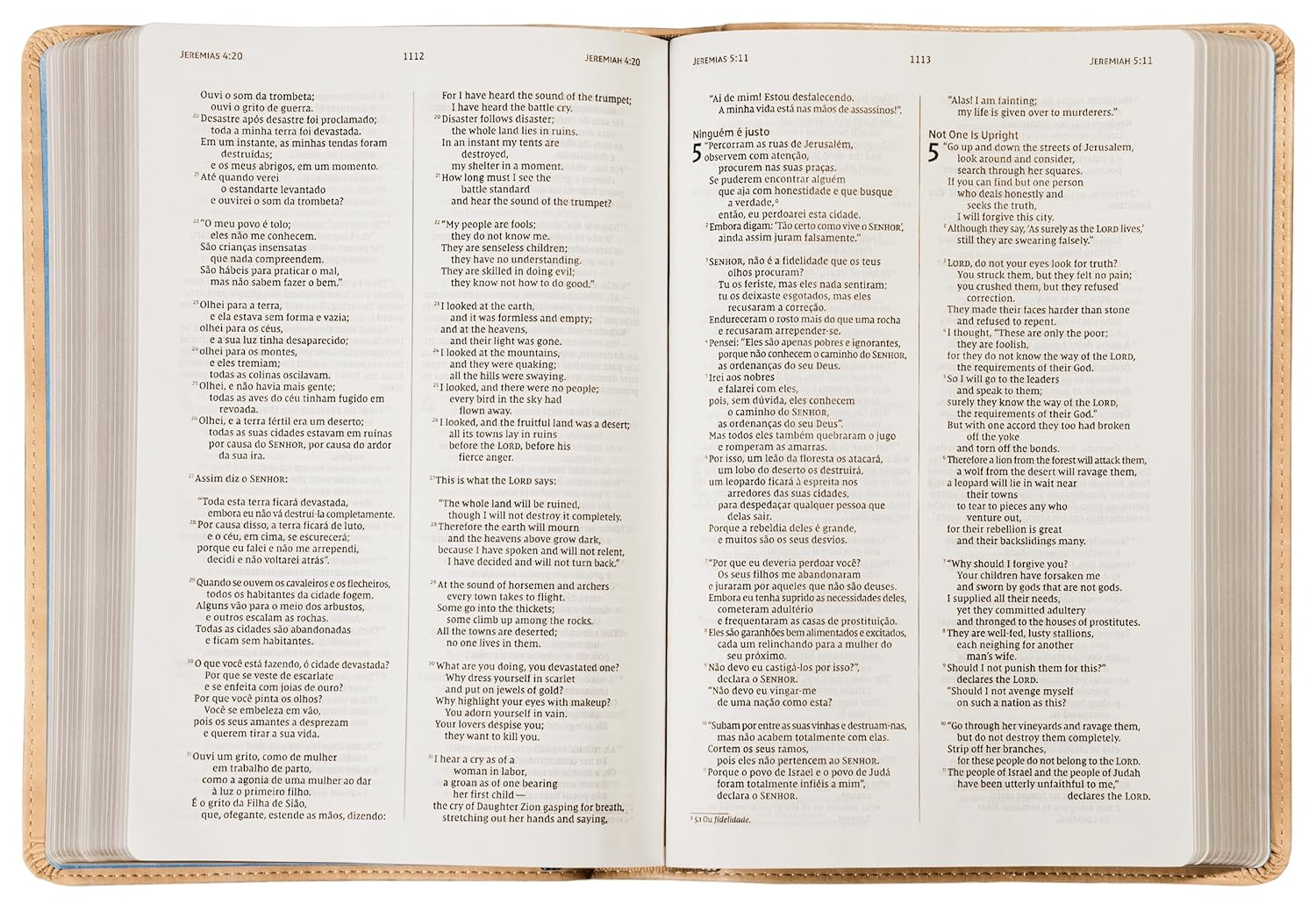Bíblia Bilíngue NVI/NIV, Português/Inglês, Couro-soft, Bege, Leitura Perfeita - Imagem 5
