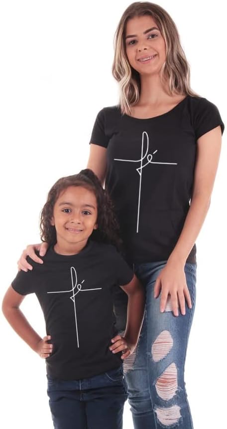 Kit 2 Tshirts Tal Mãe Tal Filha Baby Look Estampa Gospel Fé - Imagem 2