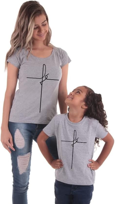 Kit 2 Tshirts Tal Mãe Tal Filha Baby Look Estampa Gospel Fé - Imagem 3