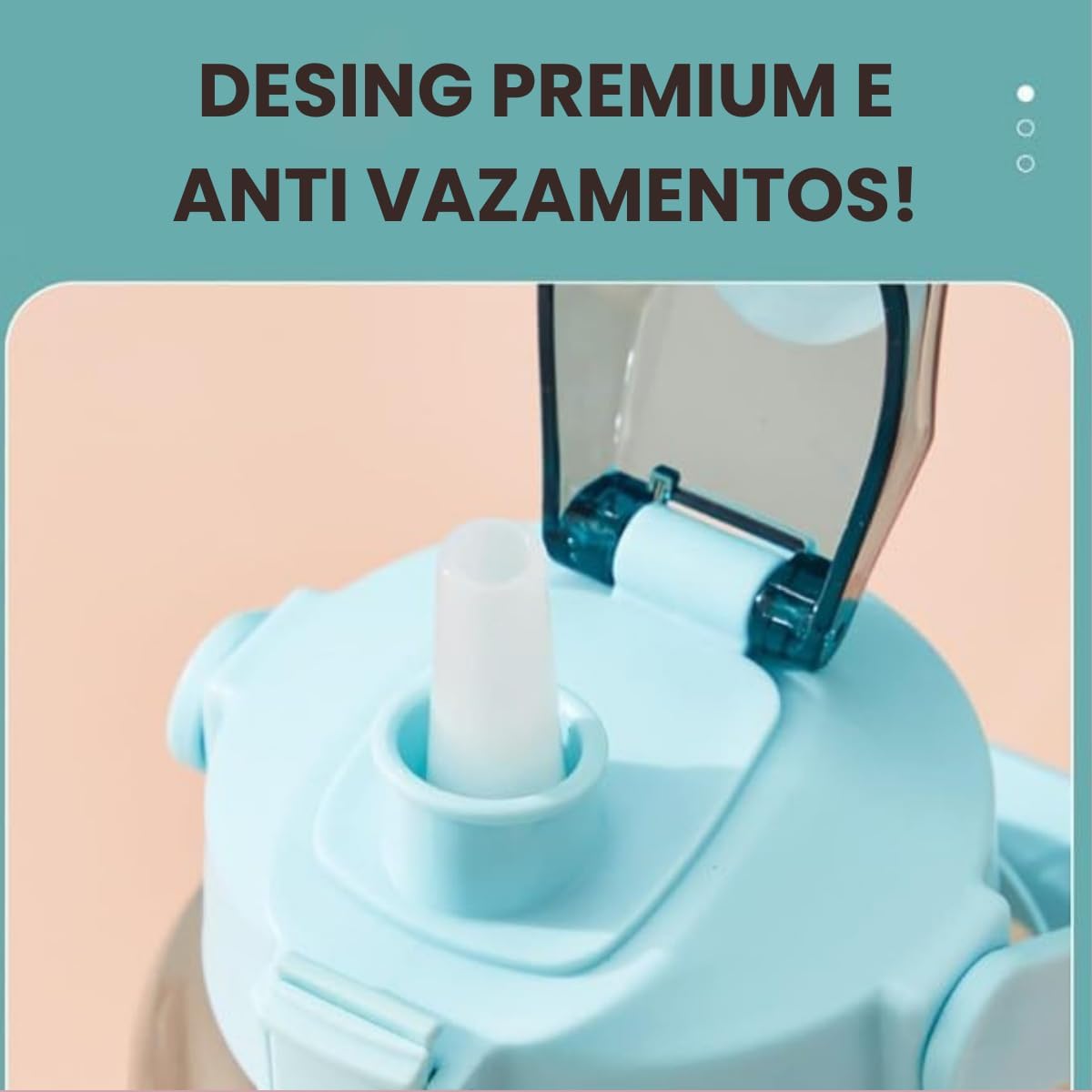 Garrafa de Água 2 Litros com Canudo para Esportes, Academia, Acampamento, Escola Squeeze Casa Buritis - Imagem 3