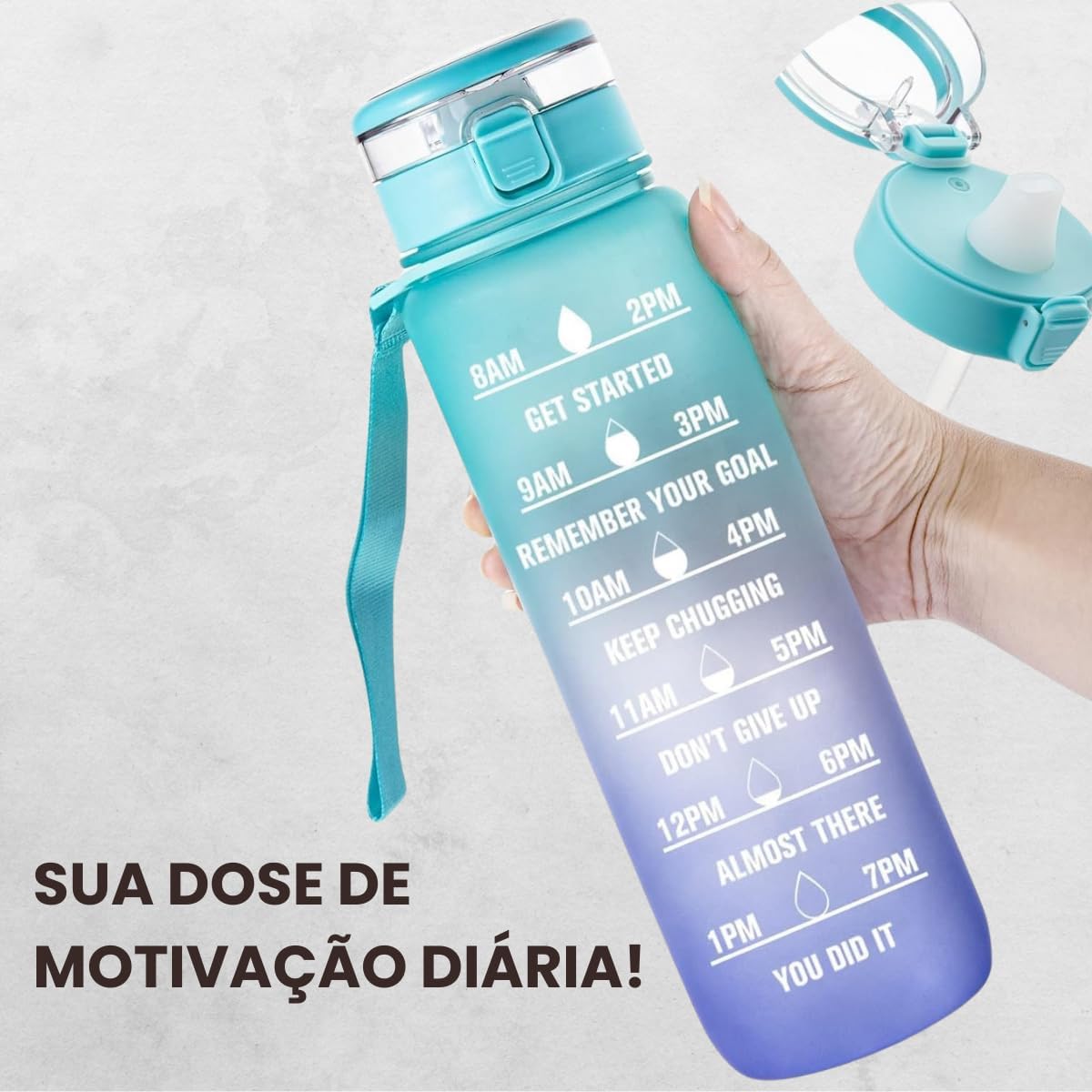 Garrafa de Água 2 Litros com Canudo para Esportes, Academia, Acampamento, Escola Squeeze Casa Buritis - Imagem 5