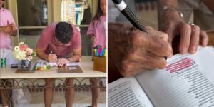 Casal cria tradição de registrar versículos na Bíblia do filho desde o chá de bebê